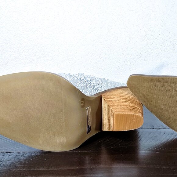 Gianni Bini Jeweled Silver Glitter Cowboy Booties Women’s 8 M Western Heels NEW - Picture 12 of 16